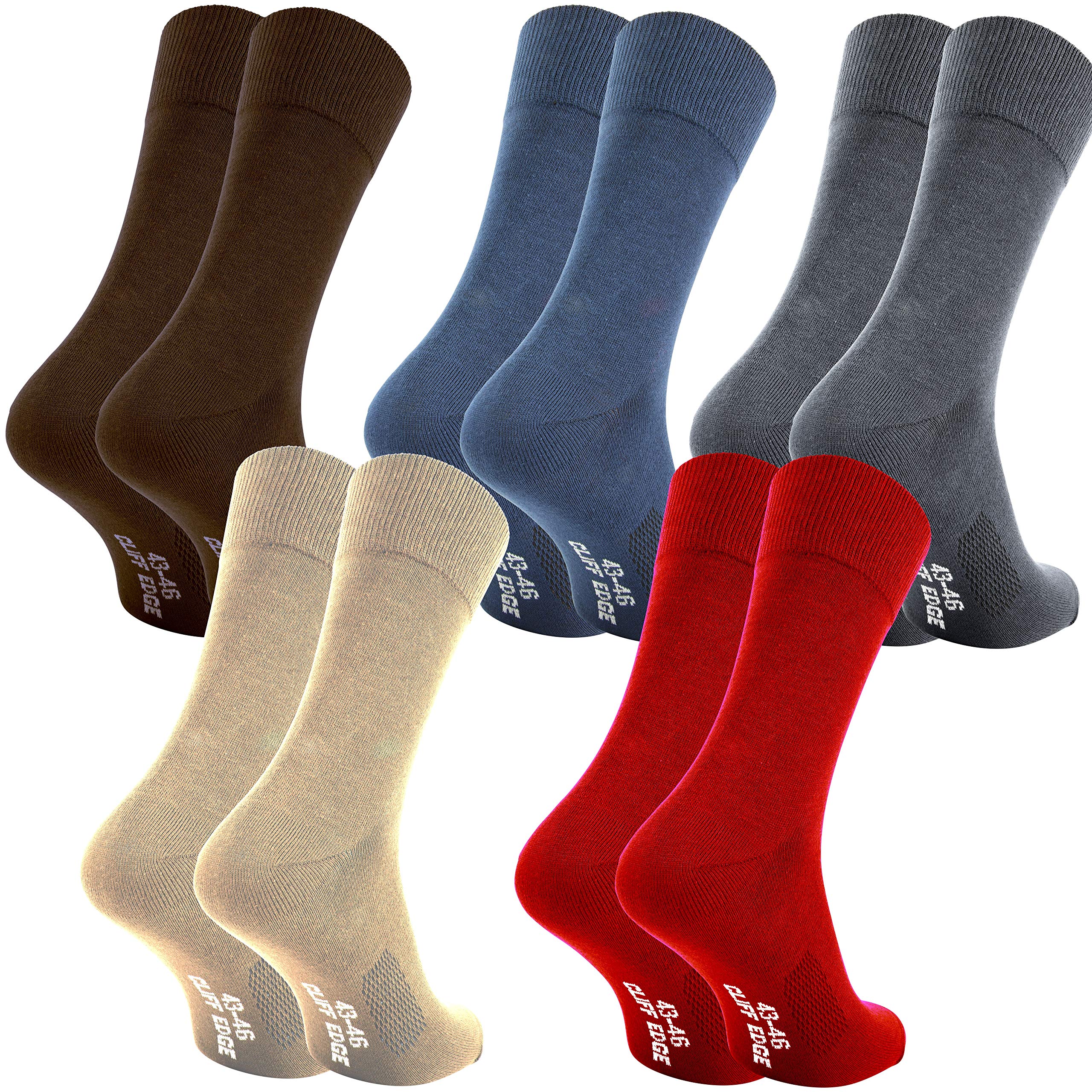 Cliff Edge atmungsaktive PREMIUM Business-Socken Herrensocken in schwarz und blau kein Schwitzen dank bester Qualität (43-46, 2-Braun 2-Blau 2-Grau 2-Beige 2-Rot)