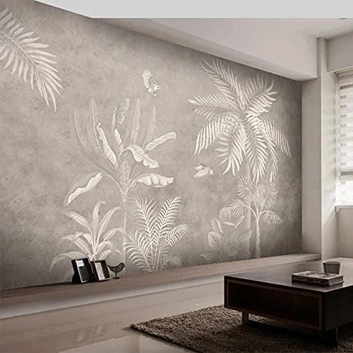 XLMING Tropische Landschaft Vintage Hand Gemalt Woodland Plants Küche Esszimmer Arbeitszimmer Wohnzimmer TV Hintergrund Wand 3D Tapete-430cm×300cm