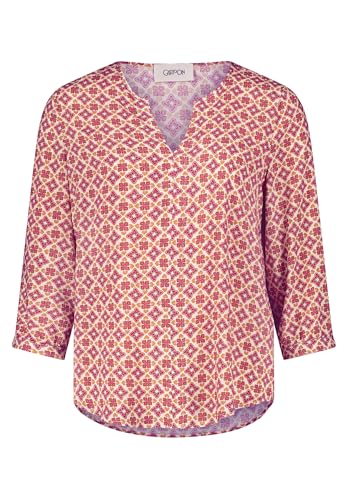 Cartoon Damen Casual-Bluse mit Muster Rosé/Camel,40