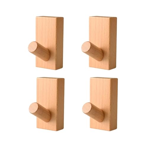 AQXYYWEI Haken aus nordischem Walnussholz, Buche, Walnussholz, Wandmontage, for Mäntel, Eingangsbereich, Kleidung, Röcke, Hüte, Taper Punch, Home Hotel Dekoration, Robe Kleiderbügel(Beech 4pcs)