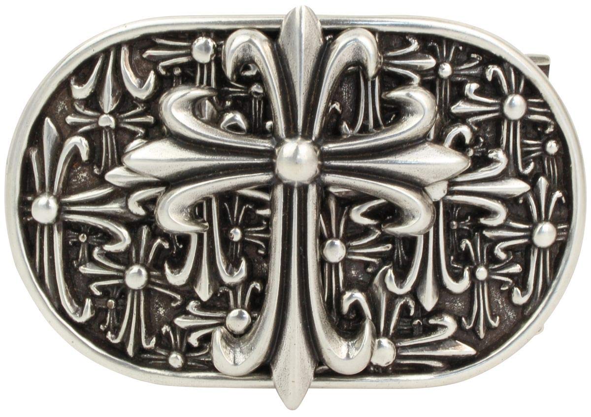 BELTINGER Gürtelschnalle Cross 4,0 cm | Buckle Wechselschließe Gürtelschließe 40mm Massiv | LARP- und Mittelalter-Outfit | Silber