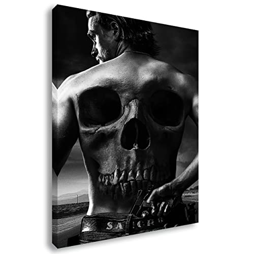 Artis Prints Leinwandbild Sons of Anarchy | Serie - Totenkopf, Wandbild auf Keilrahmen gespannt - Klein bis XXL, Wohnzimmer - Flur - Dekoration