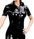 Sexy Latexkleid Damen Rubber Club Wear Mit Frontknöpfen Plus Größe Anpassbar,Violett,XL