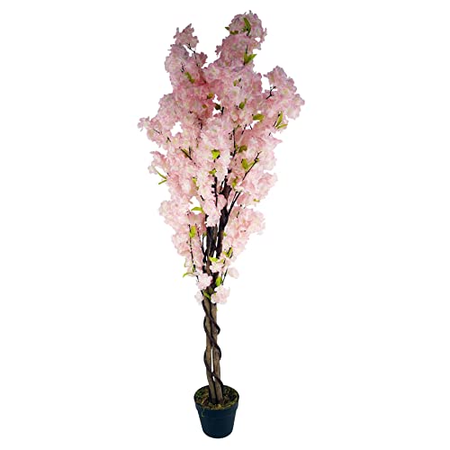 Leaf Design UK Realistischer künstlicher Blütenbaum, 150 cm, Rosa