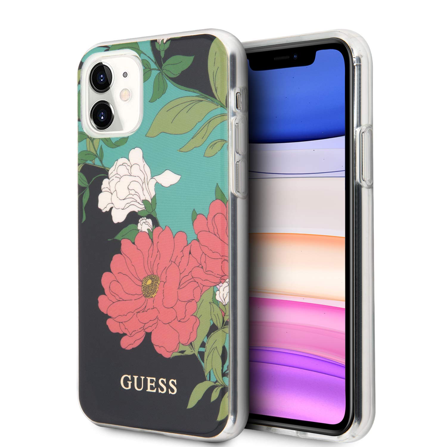 Guess N°1 Flower Collection Hülle GUHCN61IMLFL01 für iPhone 11 schwarz