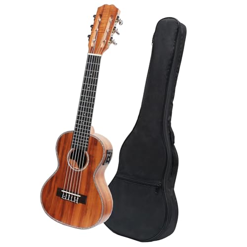 28 Zoll Linke Hand Akazienholz Akustische Elektrische 6 Saiten Ukulele Kleine Gitarre Für Erwachsene Ukulele Einsteiger Kit