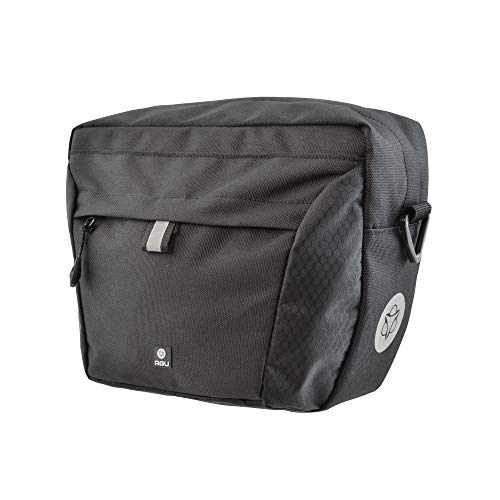 AGU Essentials Lenkertasche KLICKfix - Wasserabweisende Fahrradtasche aus recyceltem Polyester - 3M-Reflektoren - 4 Liter - Schwarz