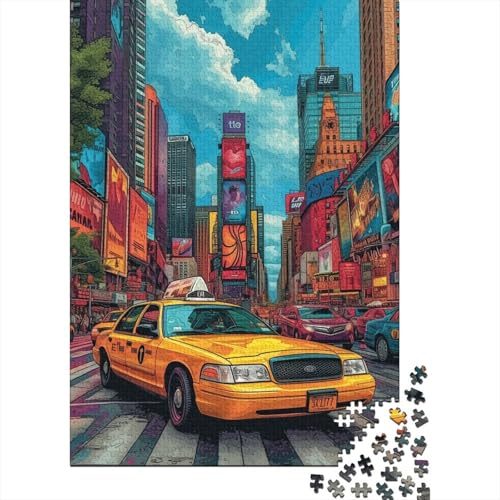 Puzzle 500 Teile für Erwachsene, Farbe New York, Holzpuzzle für Erwachsene, Puzzlespielzeug, Lernspiele, Heimdekorationspuzzle. (Größe 52x38cm)