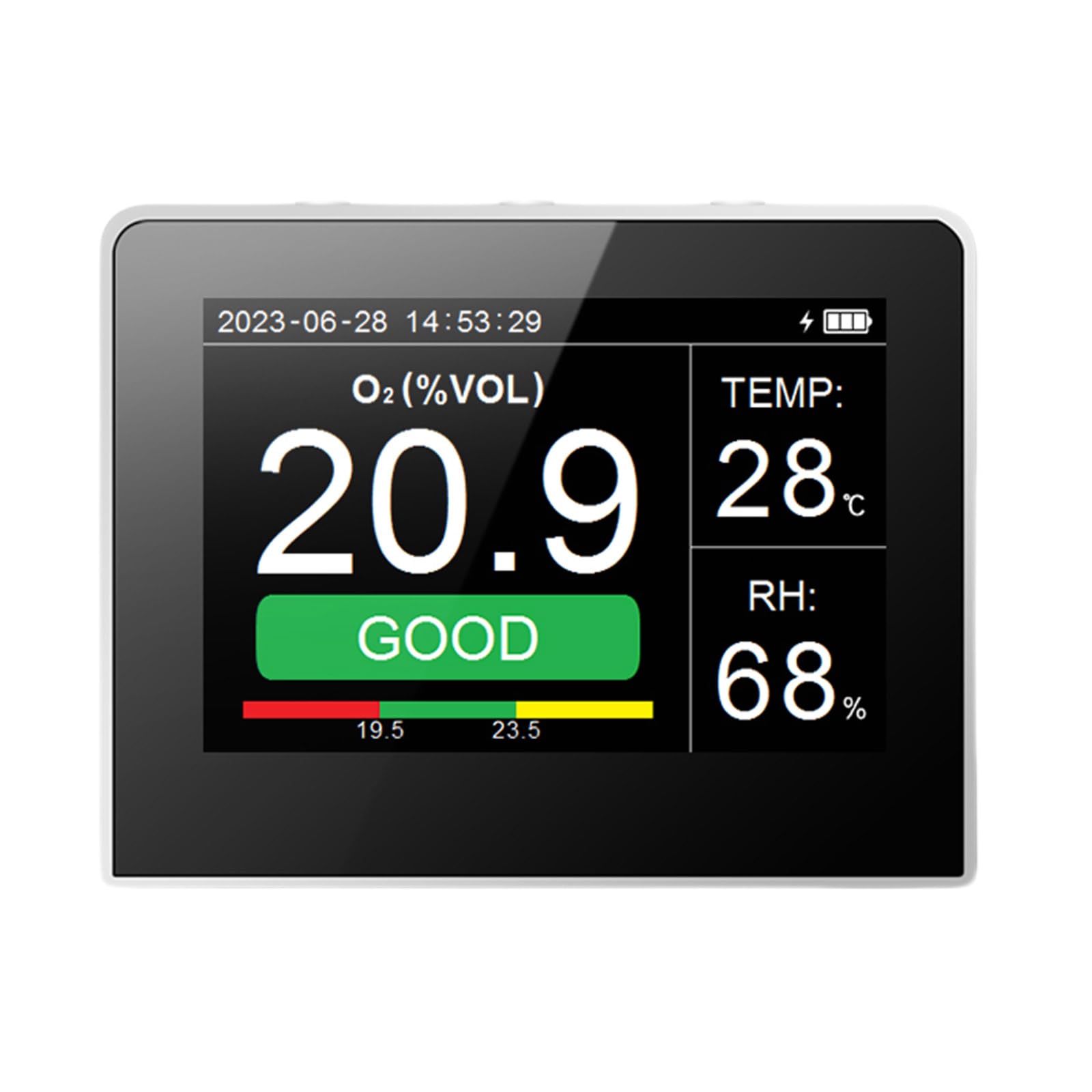 Handheld-O2-Konzentrationsdetektor, Luftüberwachung, Temperatur- und Feuchtigkeitserkennung für Innenräume