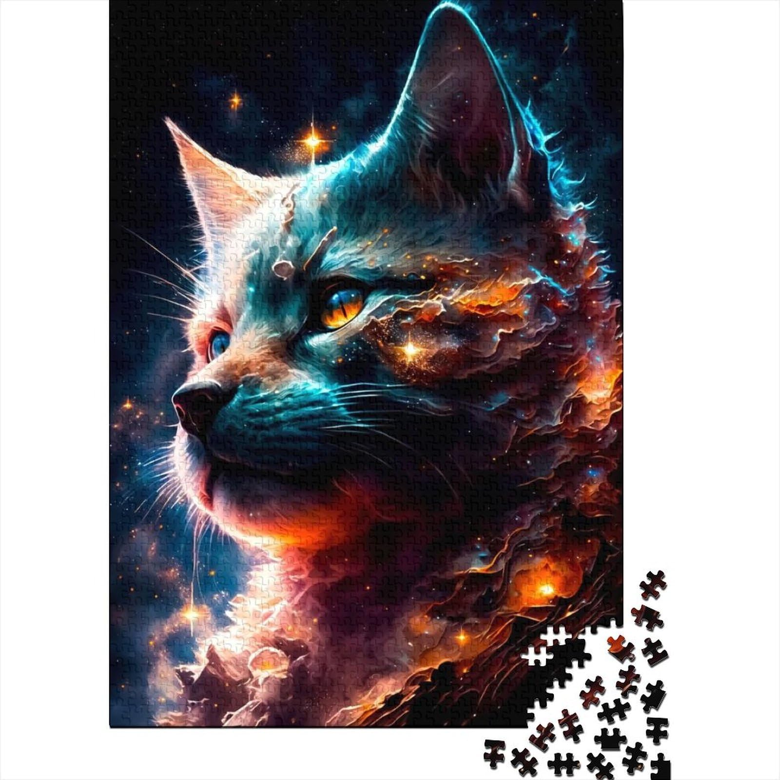 1000 Teile für Erwachsene, schwieriges Puzzle. Schönes Katzen-Holzpuzzle für Erwachsene mit passendem Poster und Infoblatt (29,53 x 19,69 Zoll)