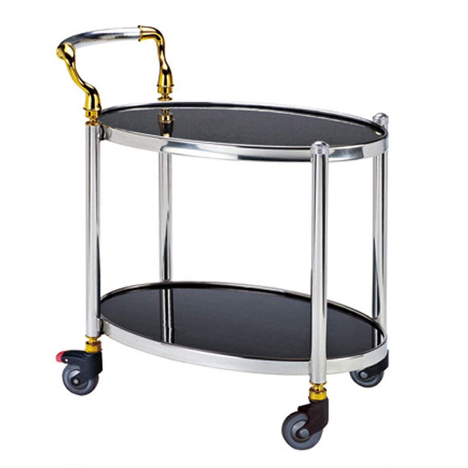 YTGDBDG Trolley Küche Wein Lagerwagen Oval Metall Roll Bar, Servieren, Utility Mobile Wagen für Home Kitchen Club Rolling Serving Bar Cart Kicthen