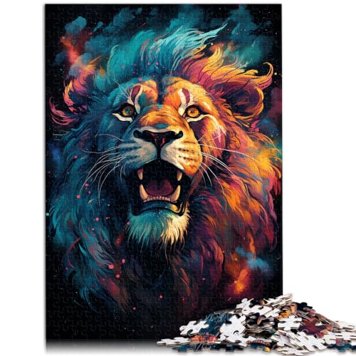 Spielgeschenk Puzzle Nebellöwen Bunte psychedelische Puzzles für Erwachsene 1000-teiliges Puzzle Holzpuzzles Denkspiel 1000 Teile (50 x 75 cm)