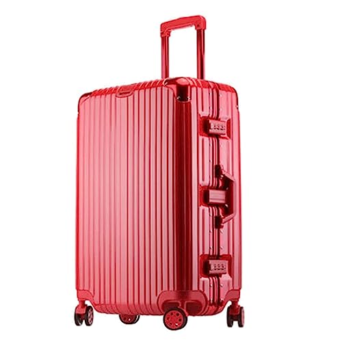 LANAZU Gepäck mit Universalrädern, Koffer mit großem Fassungsvermögen, Handgepäck-Trolley-Koffer mit Aluminiumrahmen, geeignet für Urlaub und Reisen (Red)