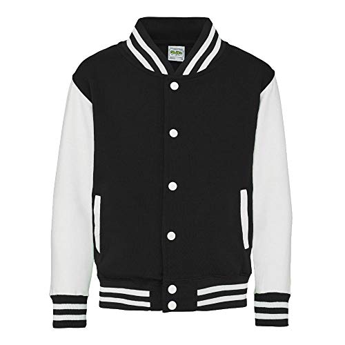 Just Hoods - Kinder College Jacke/Jet Black/White, 7-8 Jahre