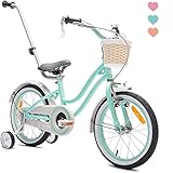 Sun Baby Mädchenfahrrad Heart Bike | 12/14/16 Zoll Radgröße zur Auswahl | mit Abnehmbarer Schubstange | Kinderfahrrad Kinderrad für Mädchen von 2 bis 6 Jahre | verstellbare Höhe | Rosa/Türkis