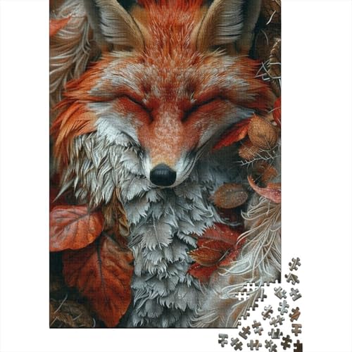 1000 Teile für Erwachsene, schwierige Puzzles, Tierfuchs, Holzpuzzles für Teenager, Geschenke, einzigartige Geburtstags (75x50cm)