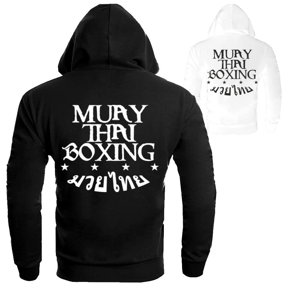 Dynamix Athletics Hoodie Muay Thai Boxing - Kampfsport Thaiboxen Kapuzenpullover Hoody Sweater Sweatshirt mit Kapuze für Herren (as3, Alpha, l, Regular, Regular, Schwarz)