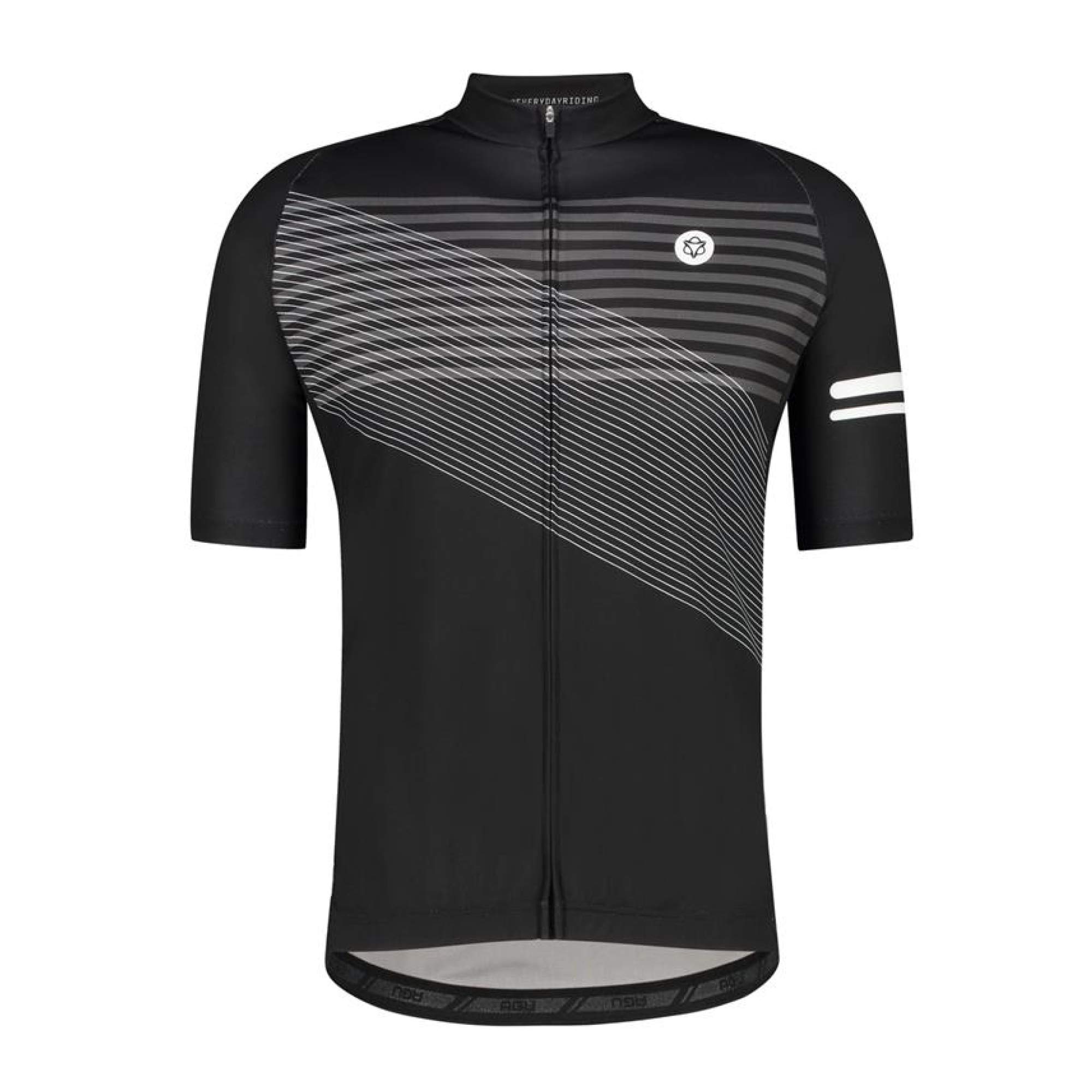 AGU Striped Fahrradtrikot Essential Herren, Atmungsaktive Radtrikot, Schnell Trocknend Material, Fahrradbekleidung für Männer, aus 100% Polyester, Schwarz - S