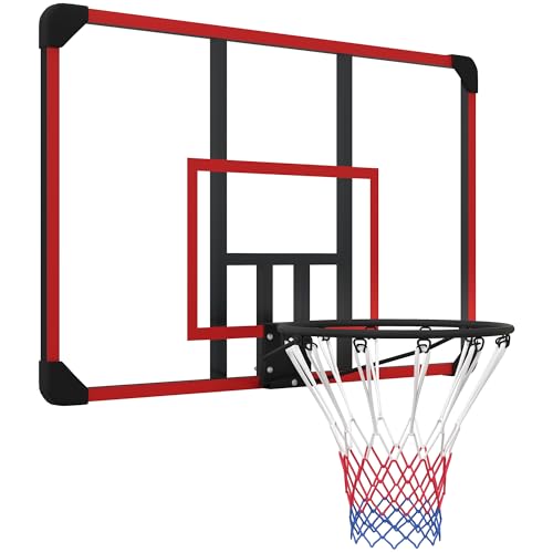 SPORTNOW Basketballkorb, Basketballbrett mit Korb, Basketballnetz mit Basketballboard, Wandmontage, für Outdoor, Stahl, 113 x 61 x 73 cm, Rot