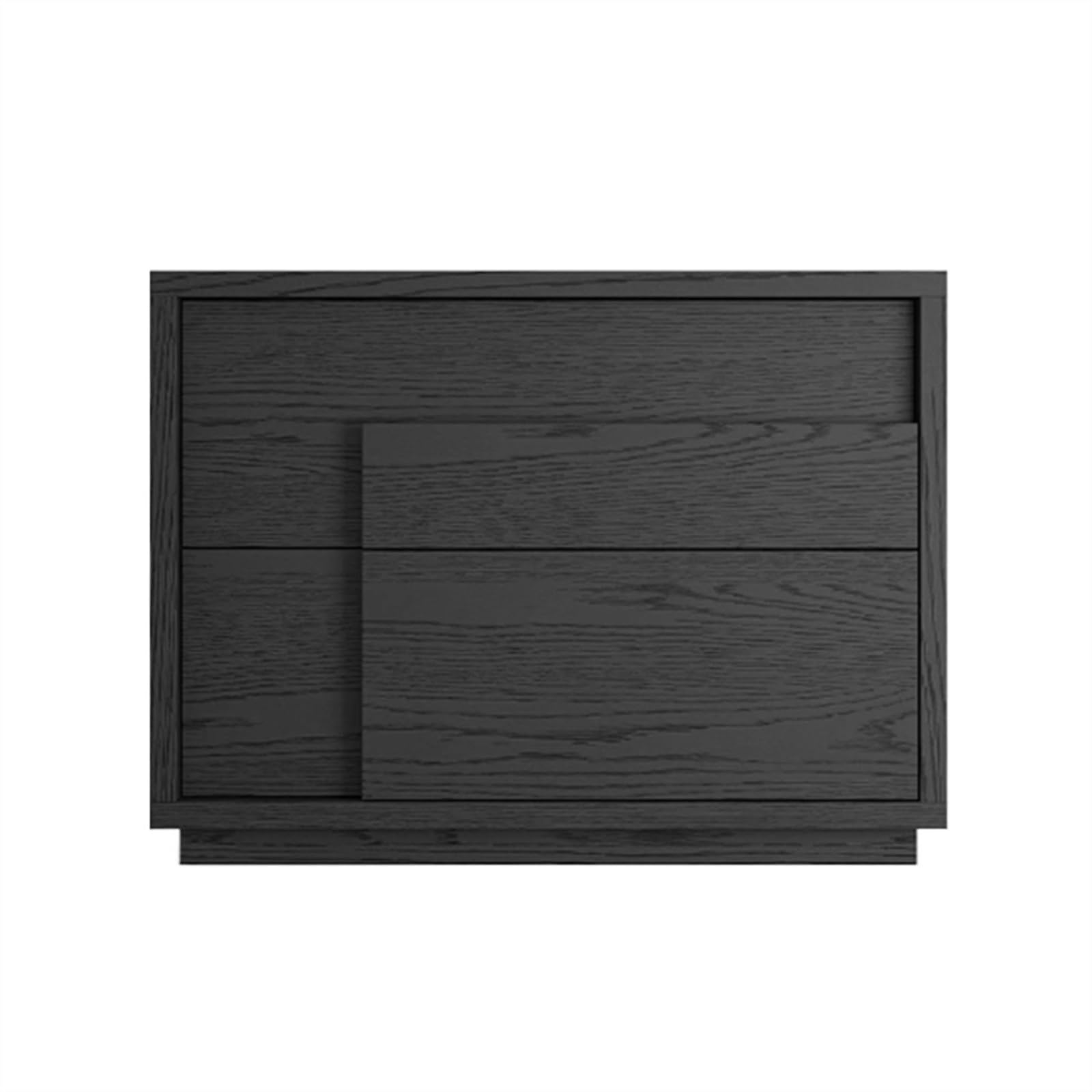 Nachttisch Nachtschrank Vollholz-Nachttisch, quadratischer Block, braun/schwarz, Nachttisch mit zwei Schubladen, versteckter Griff, Schlafzimmer-Boden-Nachttischmöbel Nachtschränkchen(Schwarz)