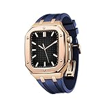 OPKDE Militär-Metallgehäuse für iWatch Serie 7/SE/6/5/4, stoßfestes Silikonarmband, für Apple Watch, 45 mm, 44 mm, Business-Casual-Stil, 45MM FOR 7, Achat