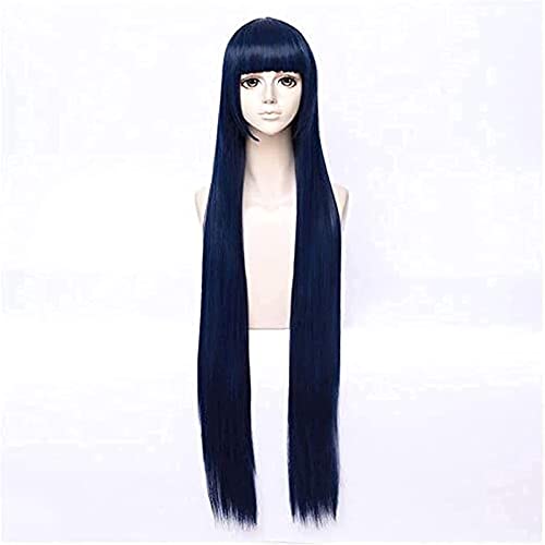 WCCNKK Cosplay Perücke, Anime, Hyuga, Hinata, Lila, Schwarz, 100 Cm Lang, Glattes Haar, Inklusive Haarnetz, Tolles Geschenk Für Halloween, Party, Karneval, Nachtleben, Anime-Fans,Blau