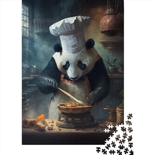 1000-teiliges Puzzle für Erwachsene und Teenager, Panda Is Cooking, Holzpuzzle für Erwachsene, Puzzlespielzeug, Erwachsene (Größe: 75 x 50 cm)