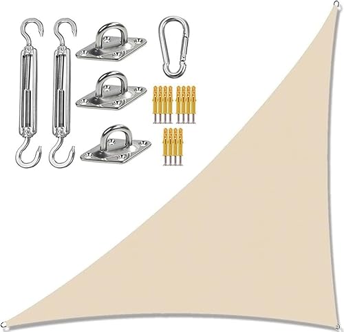 Dreieckiges Sonnensegel,Gartensegeldach mit Befestigungssatz,wasserdicht,UV-Block,rechtwinklige Gartensonnensegel,Sonnenschutzmarkisen,für Garten,Picknick oder Camping,Beige,2 m x 2 m x 2 m