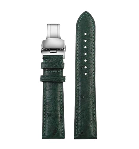 SpaRcz 18-22mm Uhrenarmband aus echtem Leder, Straußenleder-Armbandkette für Herren, Farbe 10, 20mm