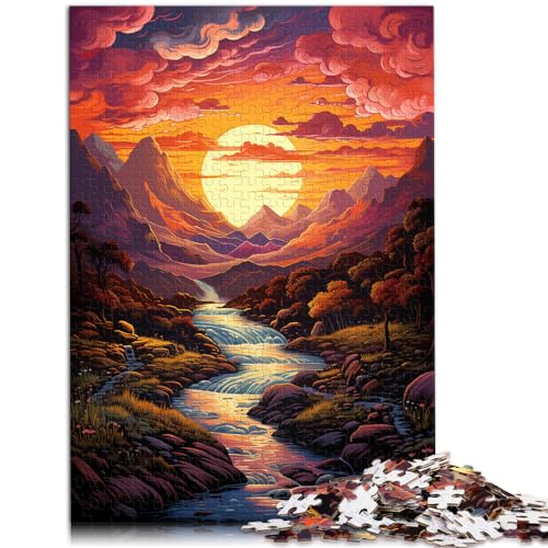 Spielgeschenk Puzzle Bunter Psychedelischer Fantasie-Sonnenuntergang Puzzle 1000 Teile Holzpuzzle Dekomprimierendes geistiges Lernspielzeug 1000 Teile (50 x 75 cm)