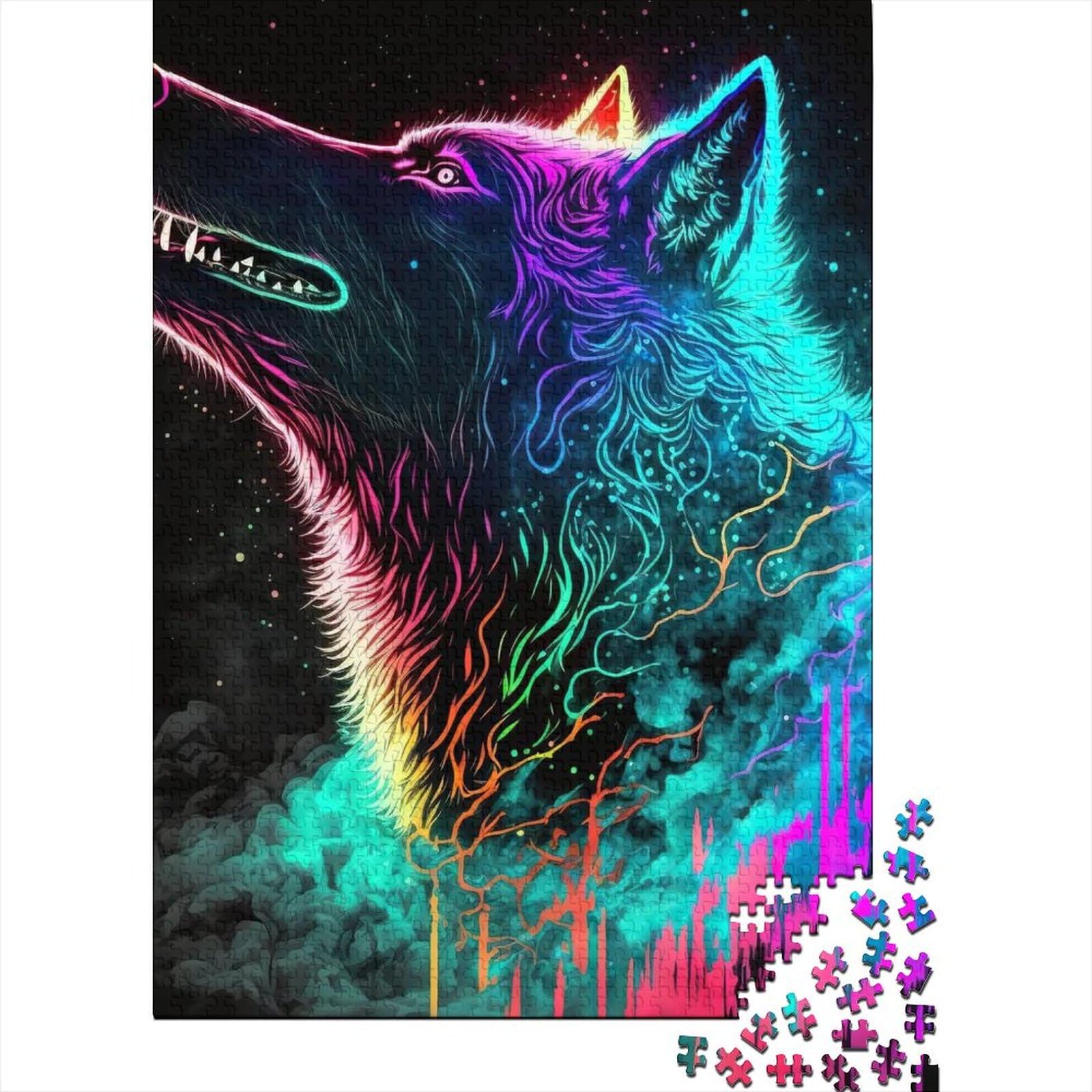 Kunstpuzzle für Erwachsene 1000 Teile, Art Wolf, Holzpuzzle für Teenager, Geschenke, Lernspielzeug, Familienspiele 29,53x19,69 Zoll