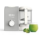 BEABA, Babycook Express, 4 in 1 Babynahrungszubereiter, schnelles Kochen: weniger als 15 Min, Mixen, schonendes und gesundes Dampfgaren, Auftauen, Aufwärmen, Kapazität 1250 ml, Samtgrau