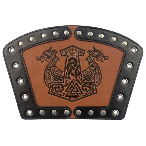 MDFCZXP Lederrüstung Armschiene mit Schnalle Federrüstung Steampunk Bogenschütze Handschuh Cosplay Cosplay Kostüm Wikinger 1 Paar,E,24cm