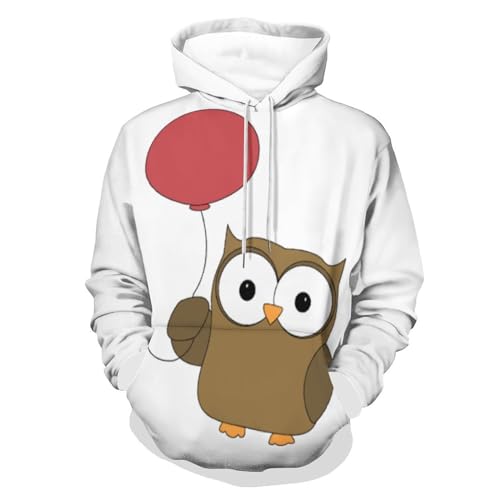 HABXNJF Kapuzen-Sweatshirt, Eule Ballon Hoodie, Mode Hoodie mit Tasche für Herren Damen, Eulenballon, M