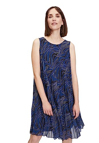 Cartoon Damen Plisseekleid ohne Arm Blue/Black,44