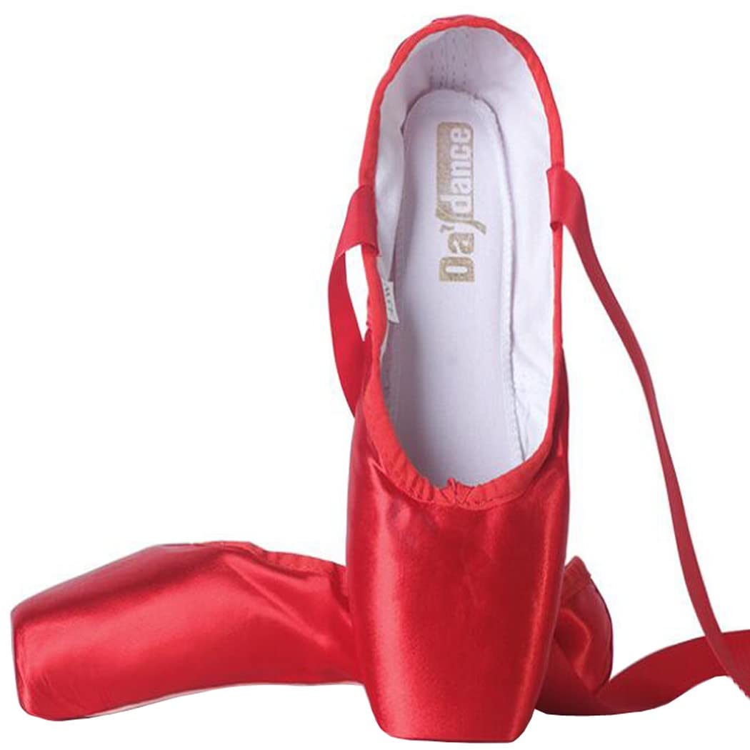 ZESLIV Ballettschuhe für Mädchen Kinder Damen Rot Satin Spitzenschuhe Tanzschuhe Ballettschläppchen Gr.31-43