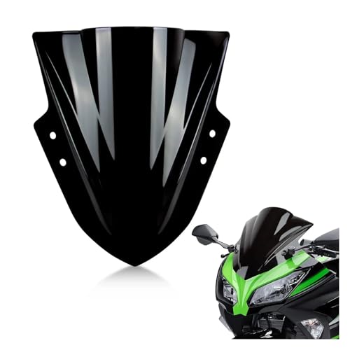 GNUFOPI Windschutzscheiben-Verkleidung, Doppelblasen-Windabweiser-Zubehör, kompatibel mit Kawasaki Ninja 300 EX300R EX300 2013–2017 (schwarz)