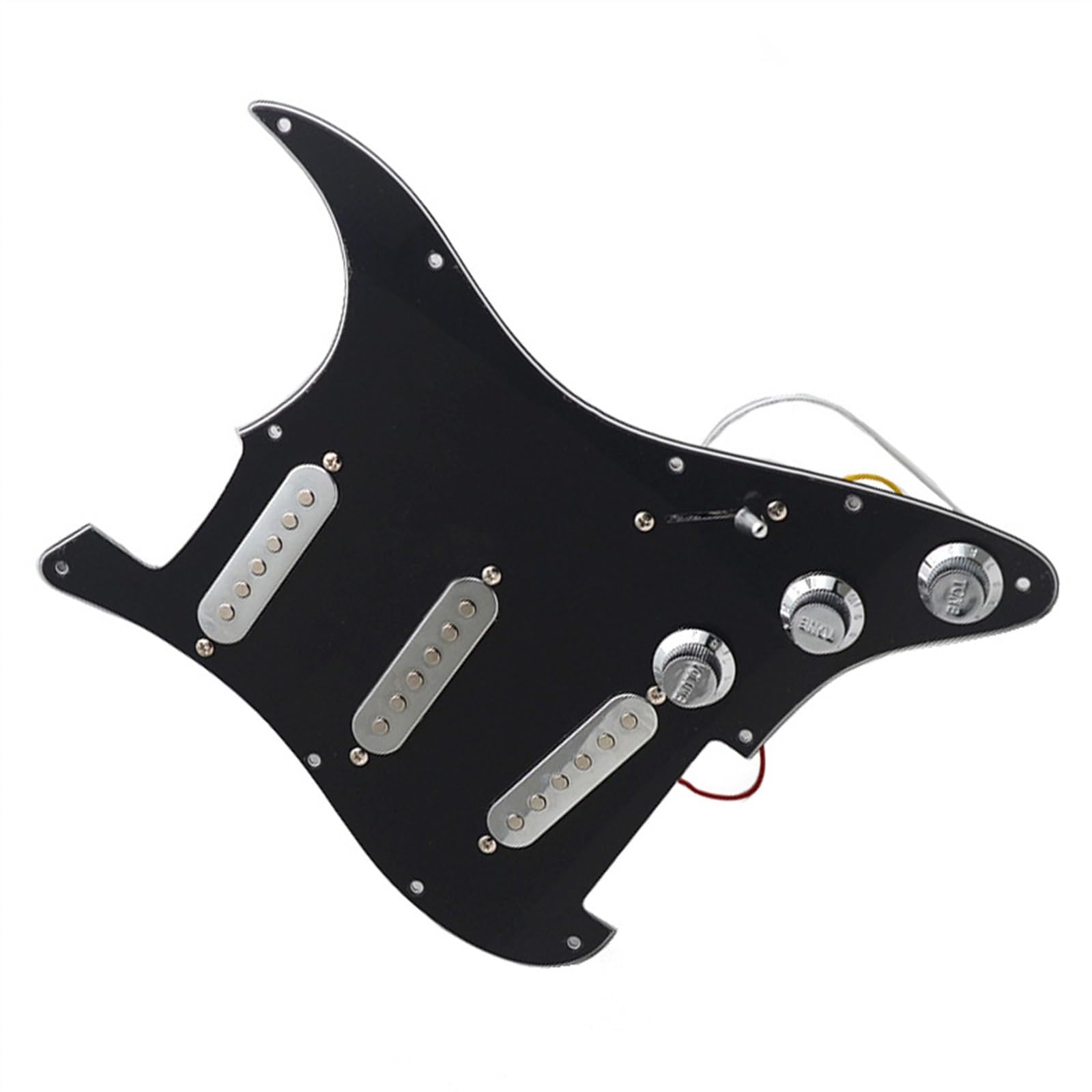 Standard-Pickguard-Tonabnehmer Exquisites schwarzes SSS-Schlagbrett für E-Gitarre, versilbertes Gitarren-Tonabnehmer-Set