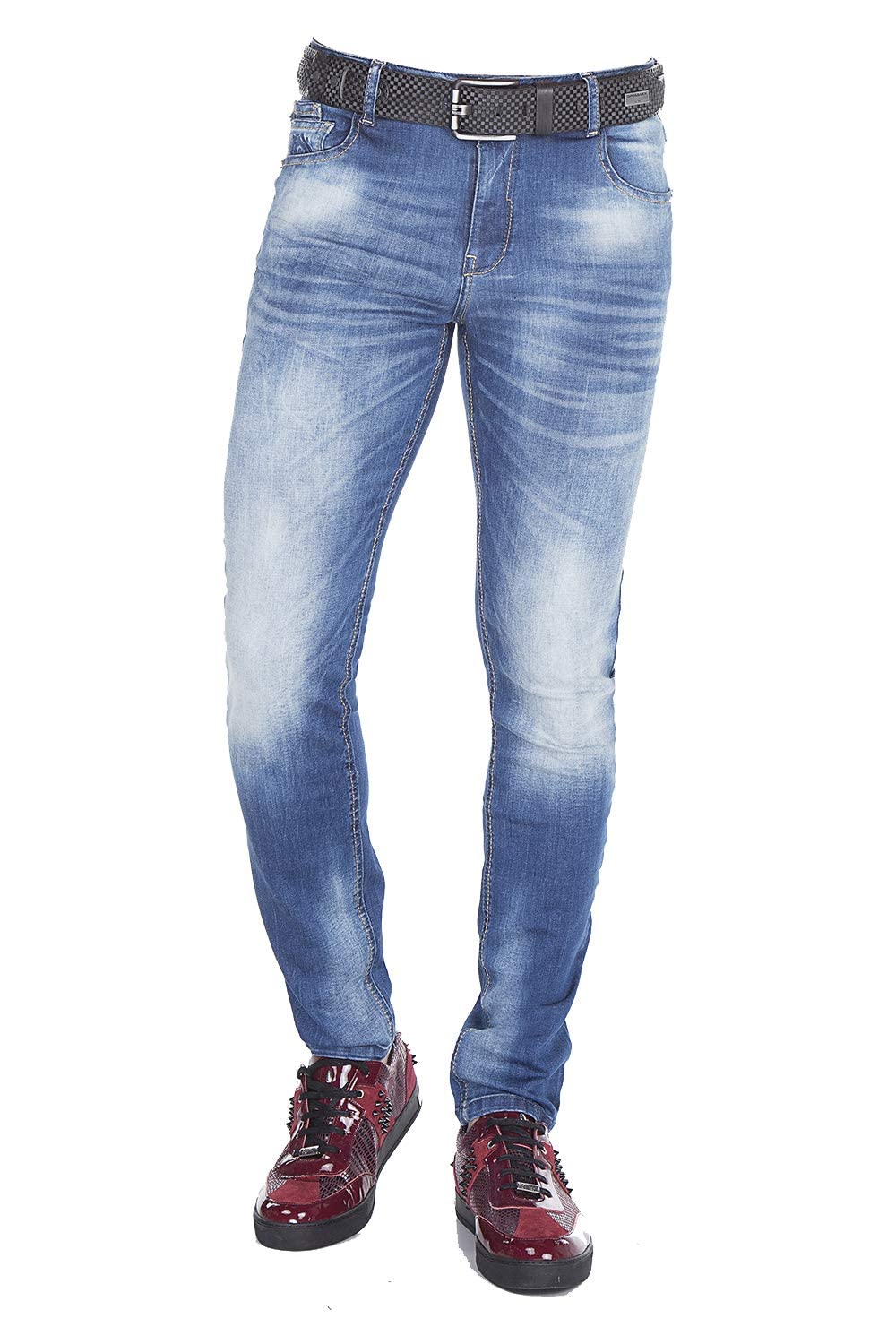 Cipo & Baxx Herren Jeans Hose Slim-Fit Skinny Men Denim Jeanshose Pants Freizeithose Pants CD319B W30 L32 Blau