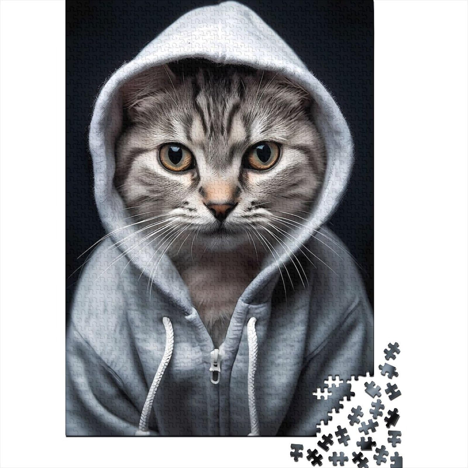 Schwierige, anspruchsvolle Puzzles mit 1000 Teilen, coole Katzen-Puzzles für Erwachsene, Teenager, Entspannungs-Puzzlespiele, Denksport-Puzzle (75 x 40 cm)