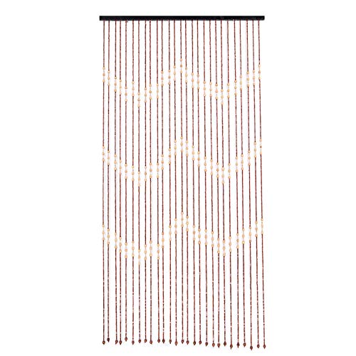 DJOAIUYF Türvorhang Holz Perlenvorhang Schlafzimmer Curtains Wärmeisolierend Holzperlenvorhang Vorhang Deko Raumteiler Bead Fadenvorhang Holz Bambus Door Curtain 90x175cm