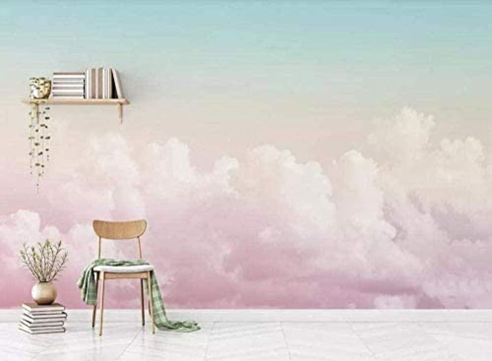 Schöner rosafarbener Himmel mit Wolken moderne Tapete mit Fresken Wohnzimmer Schlafzimmer Wanddekoration 3D Tapete Vlies Effekt Tv Die Fototapete Wandbild Wohnzimmer Schlafzimmer-430cm×300cm