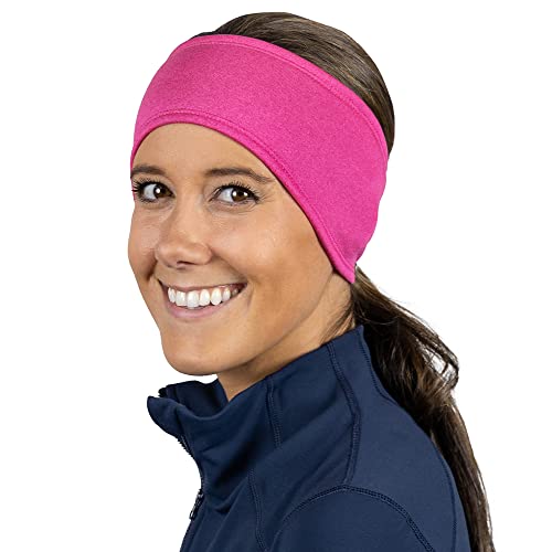 TrailHeads Damen Pferdeschwanz-Stirnband | Feuchtigkeitsableitendes Ohrband | The Power Running Headband (Heather Pink)