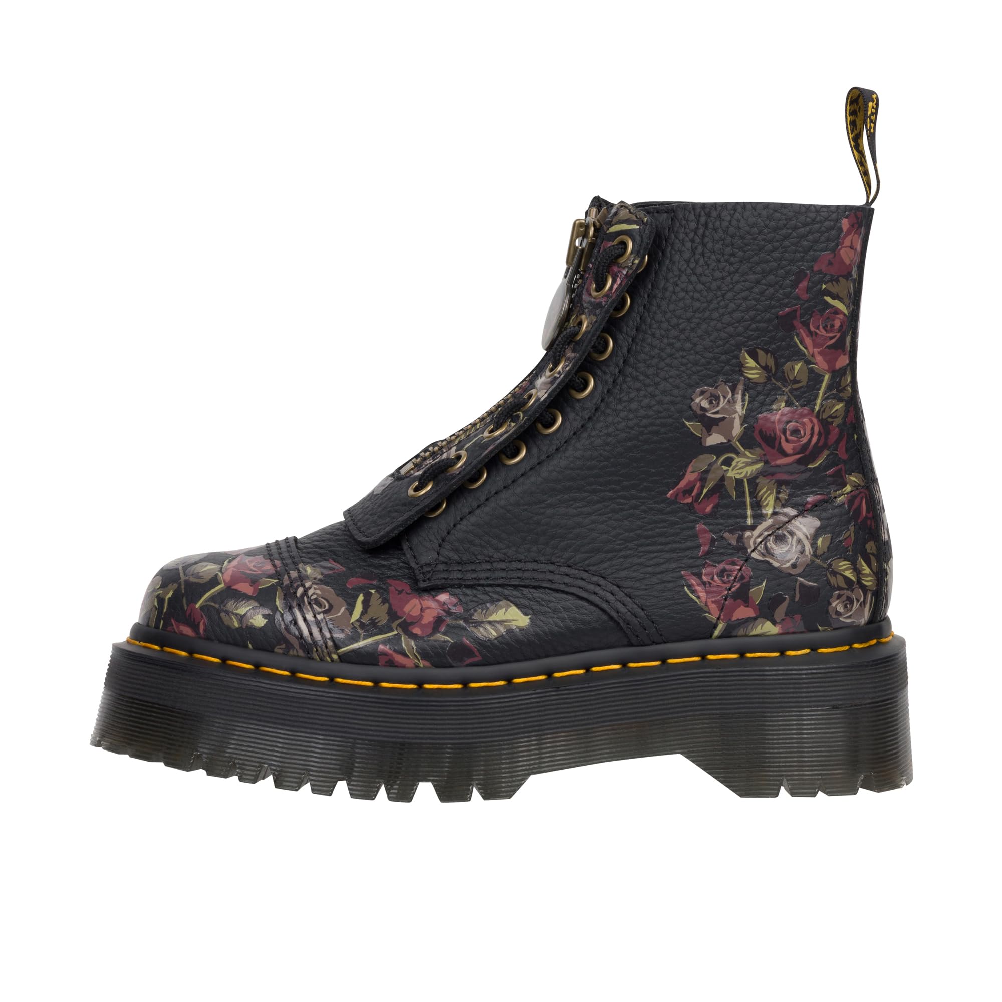 Dr. Martens Damen Sinclair 8 Eye Leder Plateau Stiefel, Schwarz – Rosenmuster, 5