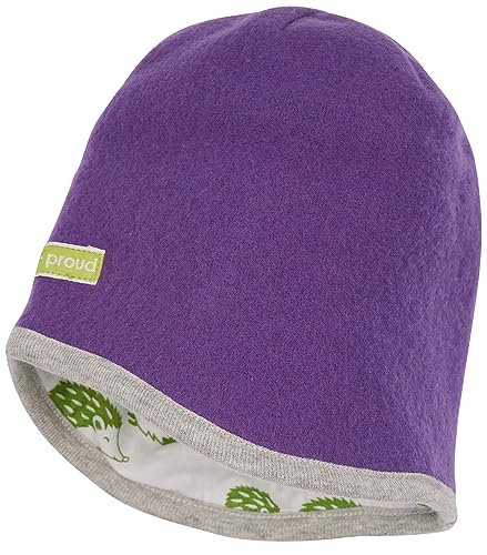 loud + proud Unisex Kinder Lt2 Wollfleece, GOTS Zertifiziert Beanie-Mütze, Violet, 45-48 EU