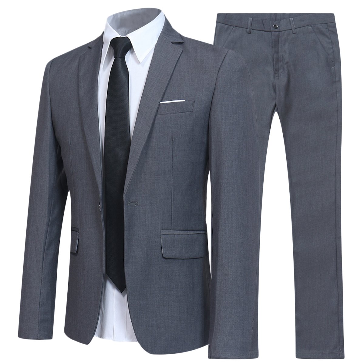 Allthemen Anzug Herren Anzüge Slim Fit 2 Teilig Business Herrenanzug Sakko Hose Grau M