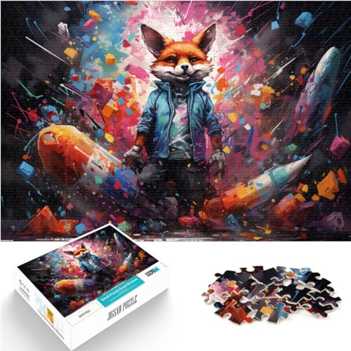 Puzzle Bunter Psychedelischer Fuchs Puzzle für Erwachsene 1000-teiliges Holzpuzzle Familienspiele Weihnachtsgeburtstagsgeschenke 1000 Teile (50 x 75 cm)