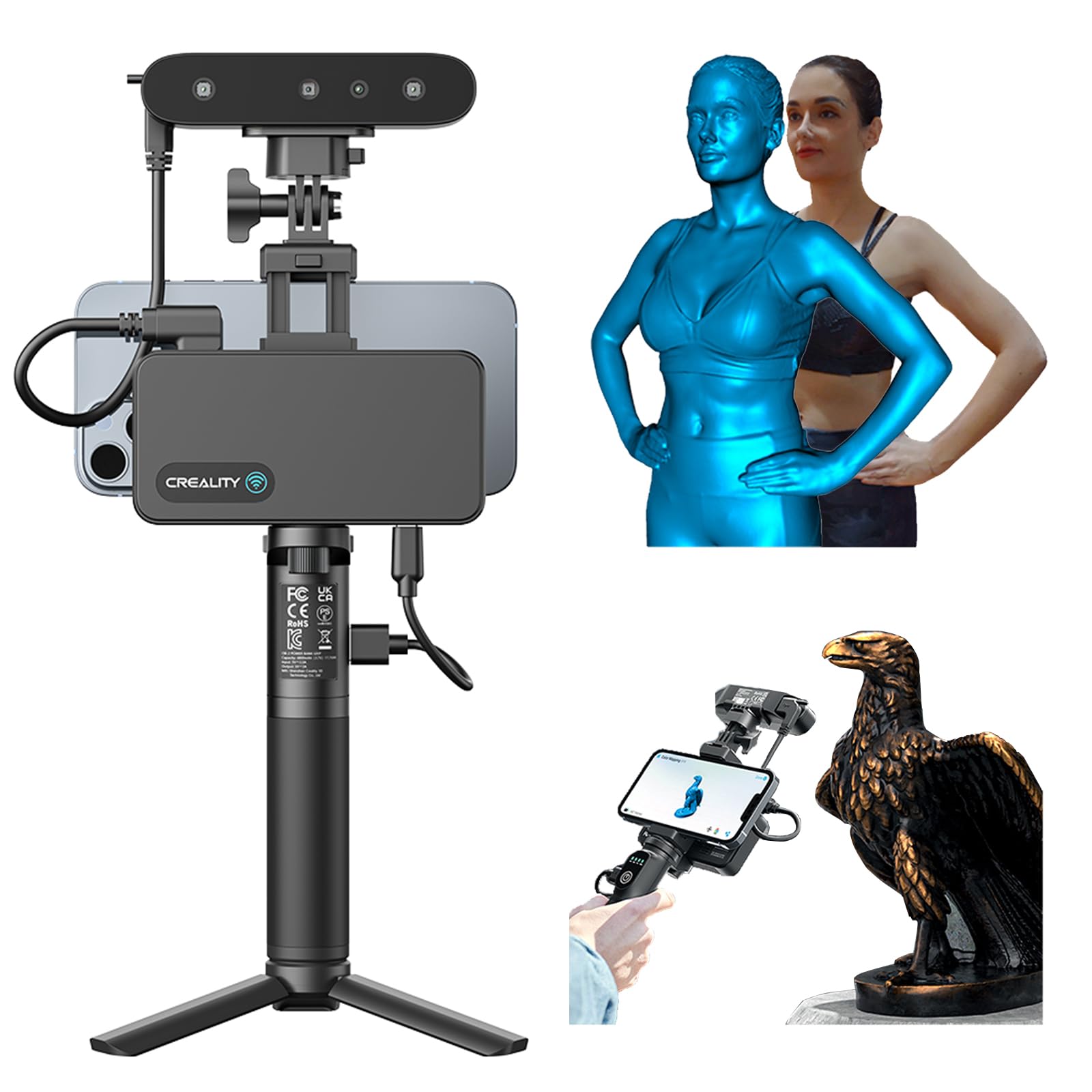 Creality 3D-Scanner CR-Scan Ferret Pro für 3D-Druck, Upgrade-Handscanner mit kabellosem Scannen, Anti-Shake-Tracking, schneller Vollfarbscan, 0,1 mm Genauigkeit für IOS/Android Phone PC Win 10/11