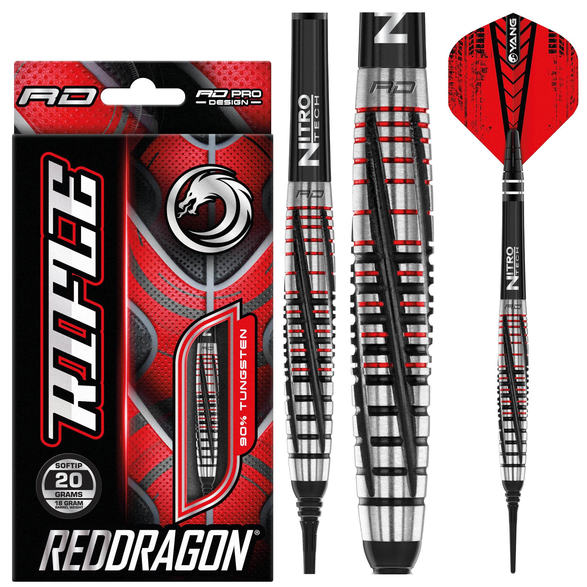 RED DRAGON Rifle 20 Gramm Premium Wolfram Softip Dart Set mit Flights und Schäften