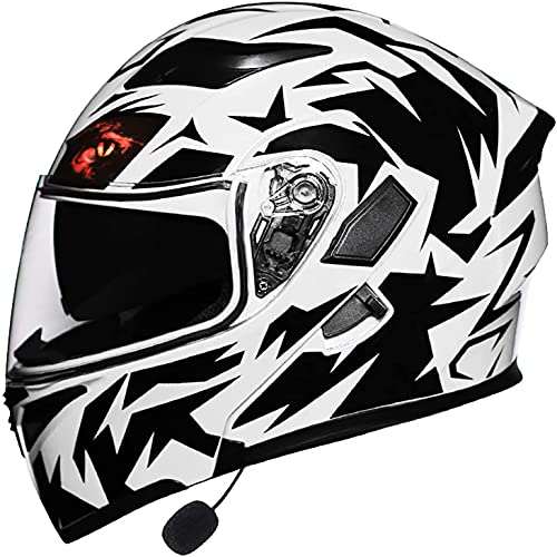 Bluetooth Klapphelme Motorradhelm,Modularer Integralhelme Motorradhelme Anti-Fog Doppelvisier Motorrad-Helm Roller-Helm Scooter-Helm Mofa-Helm,ECE Zertifiziert (Color : H, Größe : M)